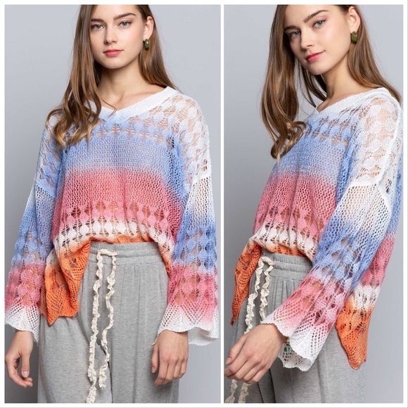 Hand Dyed Caribbean Blue Knit Pullover - Picture 8 of 12